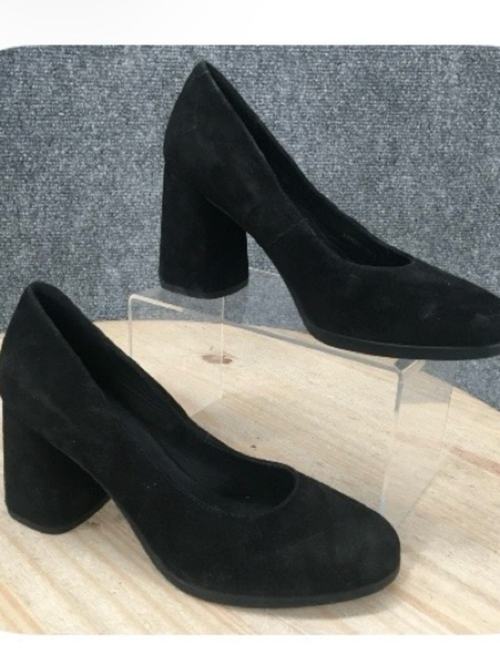 Geox Black Suede Block Heel Shoes 6.5 excellent newish condition